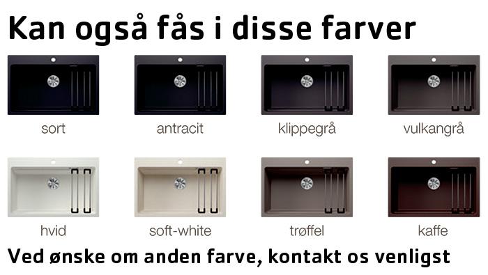 Blanco Subline 500-U k&oslash;kkenvask m/Linus k&oslash;kkenarmatur - Vulkangr&aring;