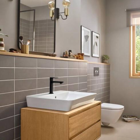 Hansgrohe Rebris E 110 h&aring;ndvaskarmatur m/bundventil - Mat sort