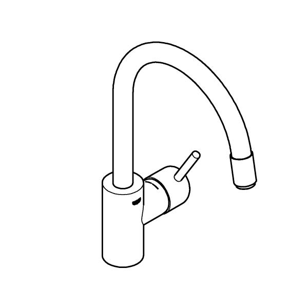 Grohe NEW Concetto k&oslash;kkenarmatur m/udtr&aelig;k og C-tud - Supersteel