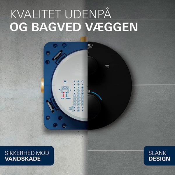 Grohe Precision Vitalio Rain Cube 310 komplet brusesystem t/indbygning - Mat sort