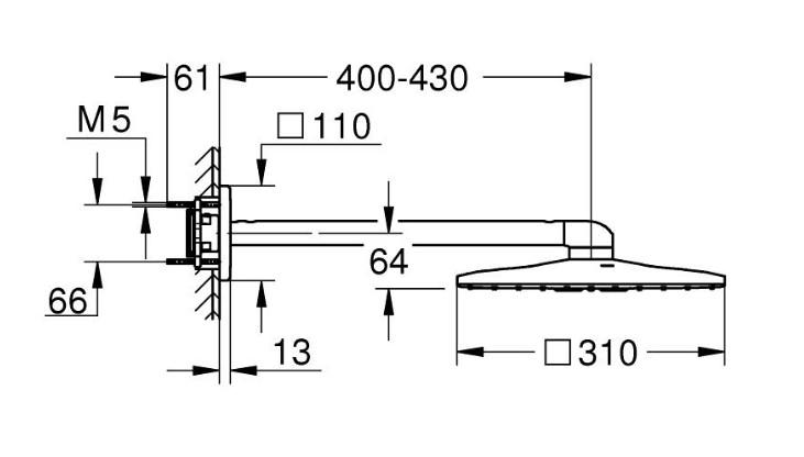 Grohe Cube SmartControl 310 komplet brusesystem m/SmartActive brus til indbygning - B&oslash;rstet warm sunset