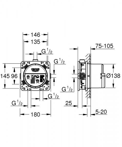 Grohe SmartControl komplet brusesystem m/Rainshower 310 hovedbruser t/indbygning - Poleret Cool Sunrise