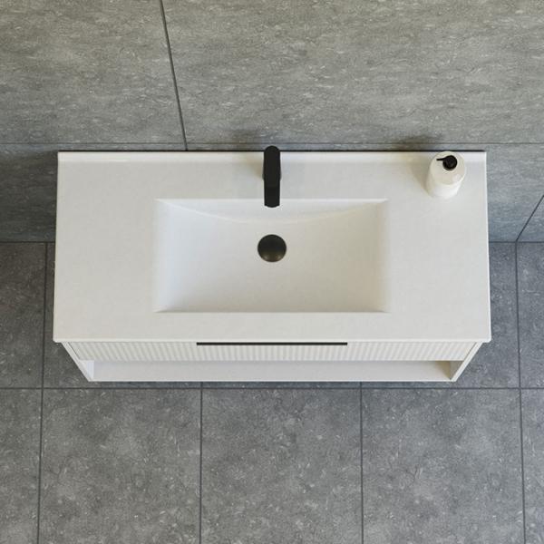 Dansani Mido+ Classic 101 m&oslash;bels&aelig;t m/Amber vask, 1 skuffe og &aring;bent rum - Striber/mat sand