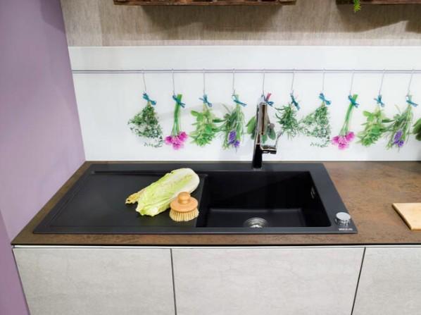 hansgrohe S514-F450 k&oslash;kkenvask m/afl&oslash;bsbakke - Vask til h&oslash;jre - Graphite black