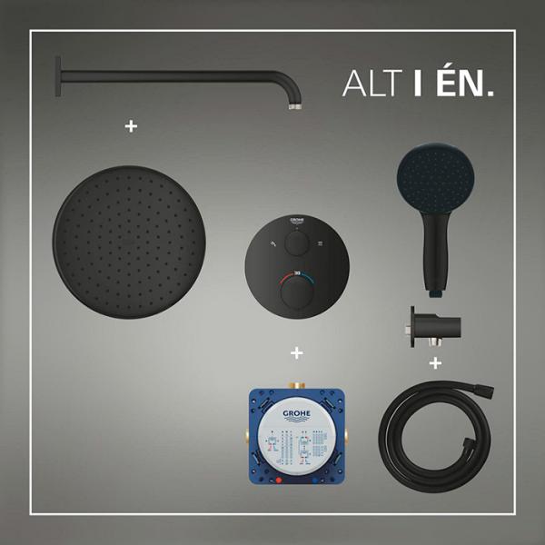 Grohe Precision Thermostat indbygningsbrusesystem - Mat sort